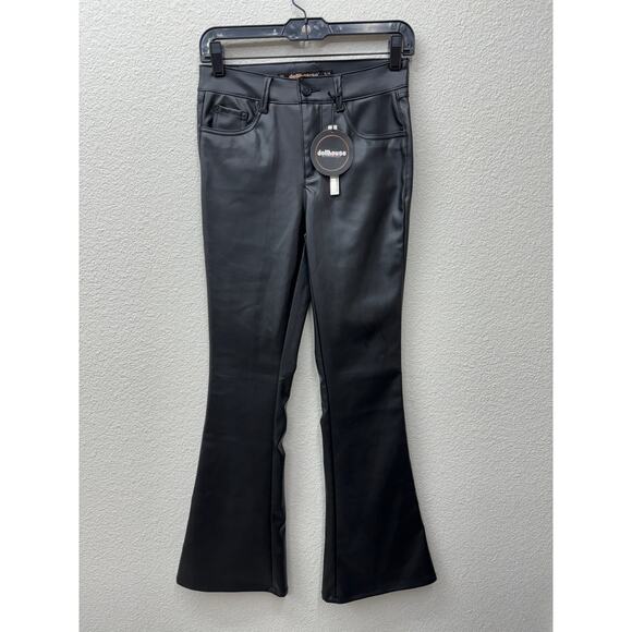 Dollhouse Jeans Women's Size 4 Black Vegan Leather Flare High Rise Pants New - Picture 1 of 4